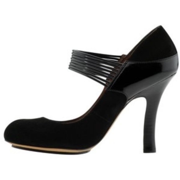 Modern Vintage Shoes - Modern Vintage Edwiges Art-Deco Black Suede Pumps